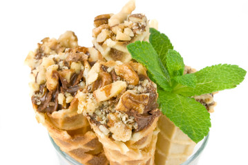 Cakes with a cream on a white background