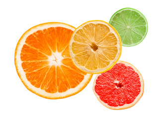 citrus slices isolated on white background