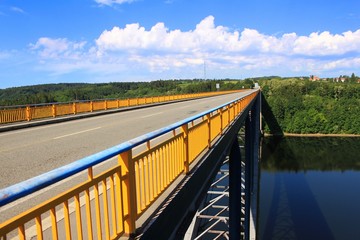 Bridge with road across the Czech river Vltava