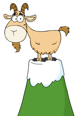 Longhorn Cartoon Character On Top Of A Mountain Peak