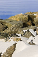 Rocks, Boulders, Sea and Snow