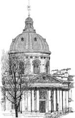 Fotobehang Illustratie Parijs Mazarine-bibliotheek in Parijs