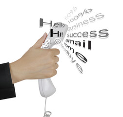 One black tube from phone in hand