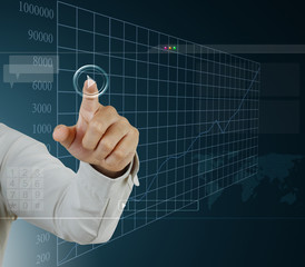 hand pushing on a touch screen interface