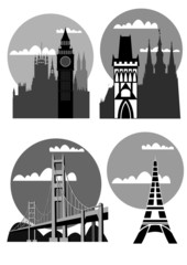 famous cities and places - vector