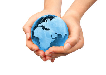 Hand holding the Earth
