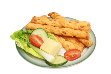 Cheese twists and salad