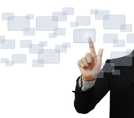 hand pushing on a touch screen interface