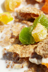bowl of muesli with fresh fruits as diet food