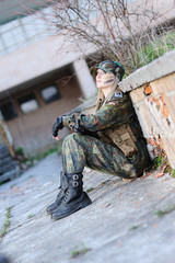 Naklejka premium Sexy Military Girl