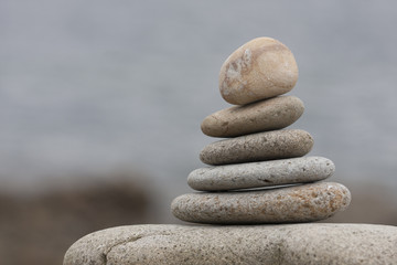 many round stones on tower
