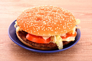hamburger isolated on brown