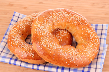 bagels isolated on brown