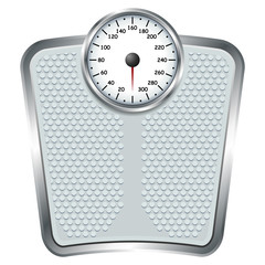Bathroom scale isolate over white square background