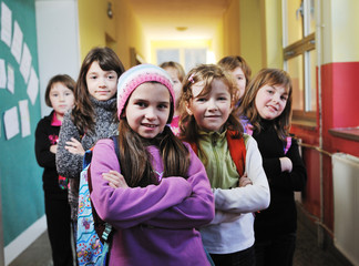 happy children group in school