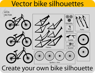 Create your own bike silhouette - vector pack