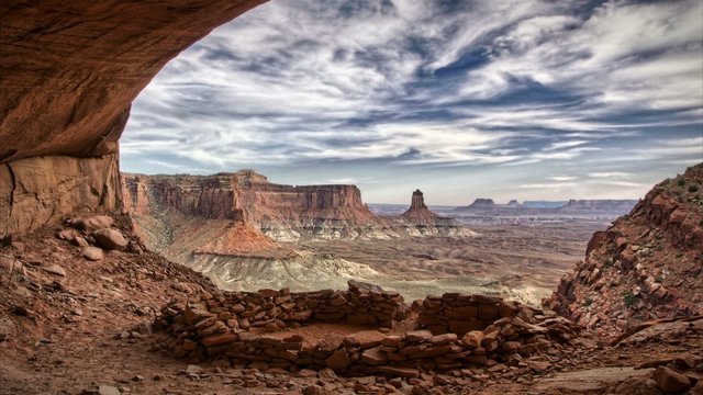 Scenic Utah Canyon landscape Anasazi kiva ruins Canyonlands NP