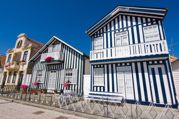 Typical houses of Costa Nova, Aveiro, Portugal.