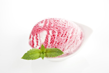 Cherry ice cream ball.