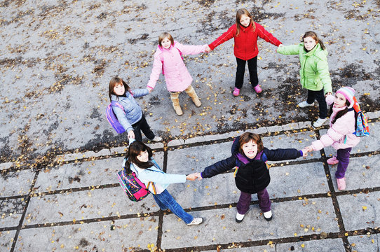 School Girls Running Away