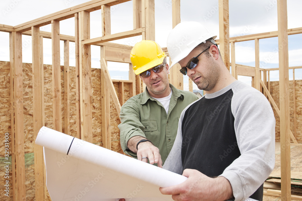 Wall mural construction contractors building a new home