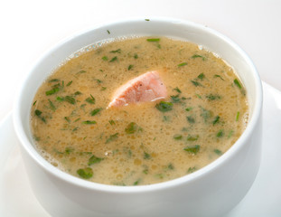 Vegetable soup with salmon