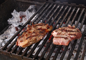 Sirloin steak prepared on the barbecue grill.
