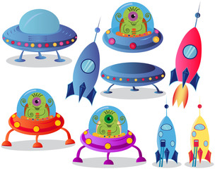 spaceships on a white background