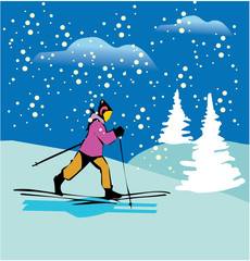 Side view of a female skiing on snow covered mountains