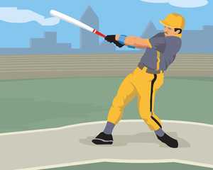 Obraz premium Baseball player hitting with a baseball bat