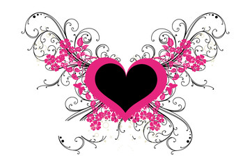 coeur rose et noir