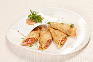 Pancakes with Salmon