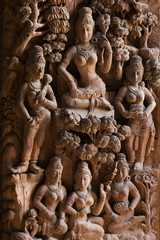 Fototapeta na wymiar Wooden Sculpture Pattaya Sanctuary of Truth Thailand