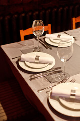 Tables set for meal