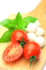 fresh cheese and tomato and basil