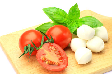 fresh cheese and tomato and basil