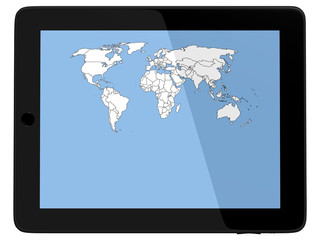 Tablet Computer with world map