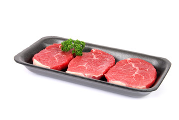 Raw eye of round steaks