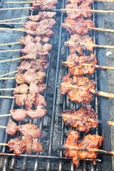 Grilled chicken in Klong Rangsit in Thailand.