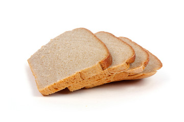 Slices of bread isolated on white
