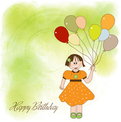 birthday greeting card with girl