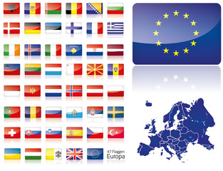Europa Flaggen Fahnen Set Buttons Icons Sprachen 7