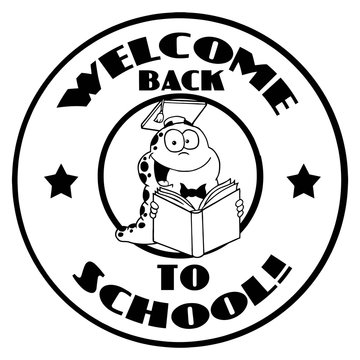 Black And White Reading Worm On A Welcome Back To School Circle