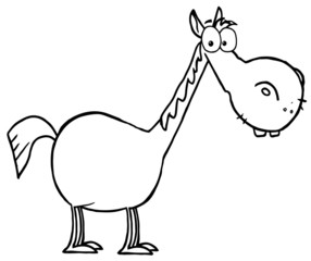 Coloring Page Outline Of A Short Horse With A Long Neck
