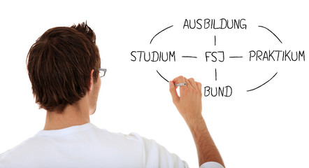 Junger Mann plant seinen Ausbildungsweg