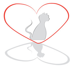 cat is in a heart