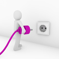 3d man plug socket purple