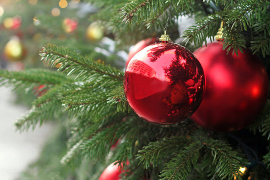 Weihnachtskugeln in Rot