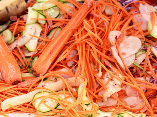peeled cut vegetables