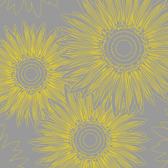 Abstract background with stylized  sunflowers